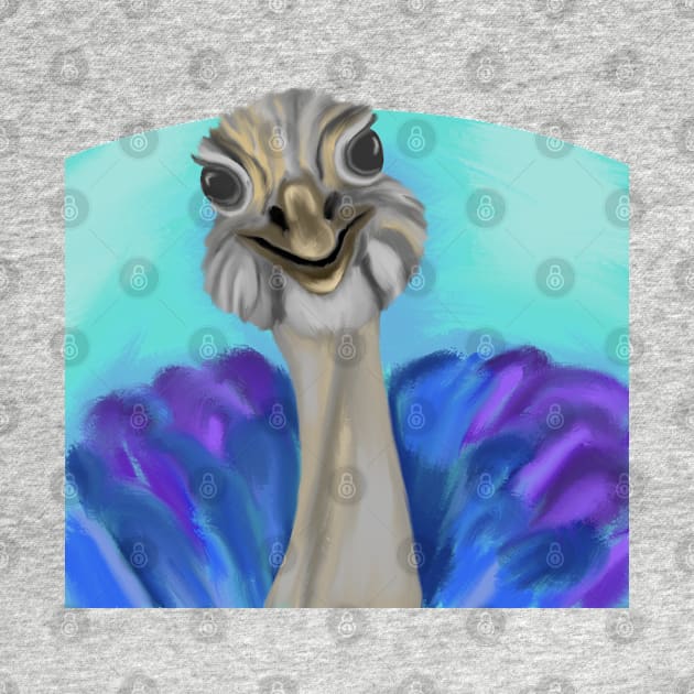 Colorful ostrich drawing by Antiope
